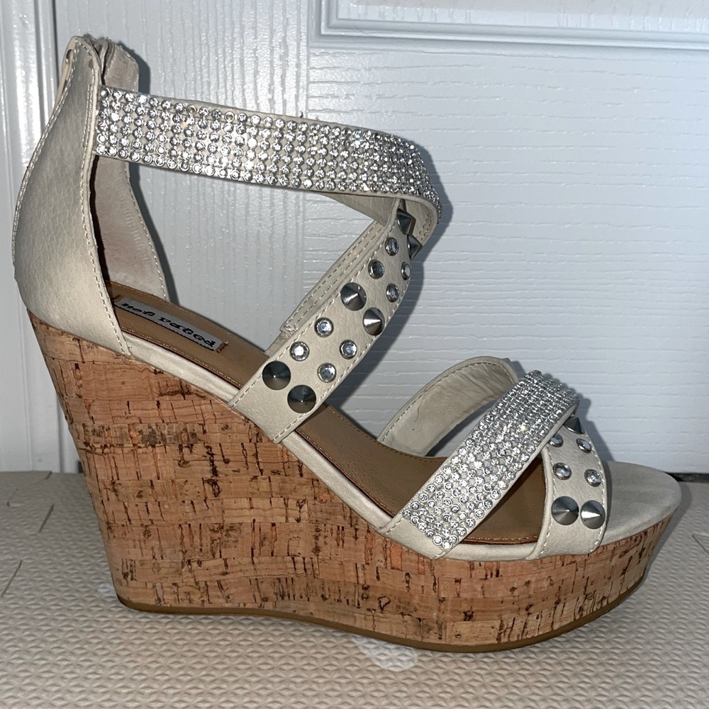 Not Rated Rhinestone Wedges Cream/Cork. Very Comfortable!